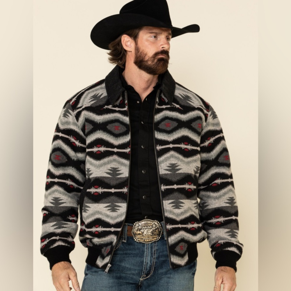 Powder River Outfitters Aztec Jacquard Wool Jacket Men's Size Large